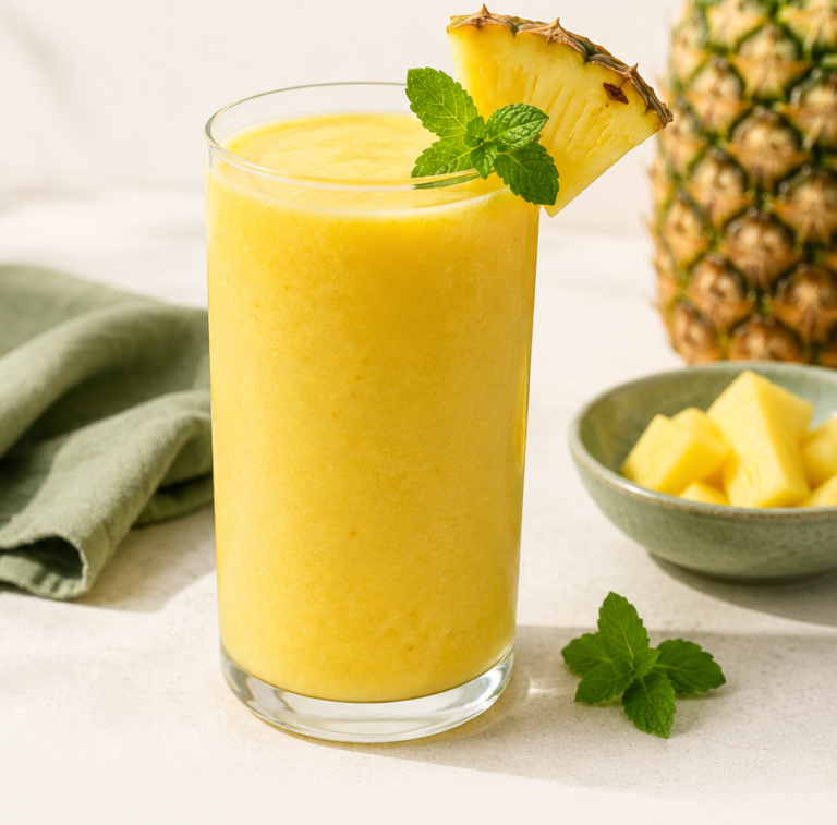 Healthy Pineapple Smoothie Recipe (Just 4 Ingredients)