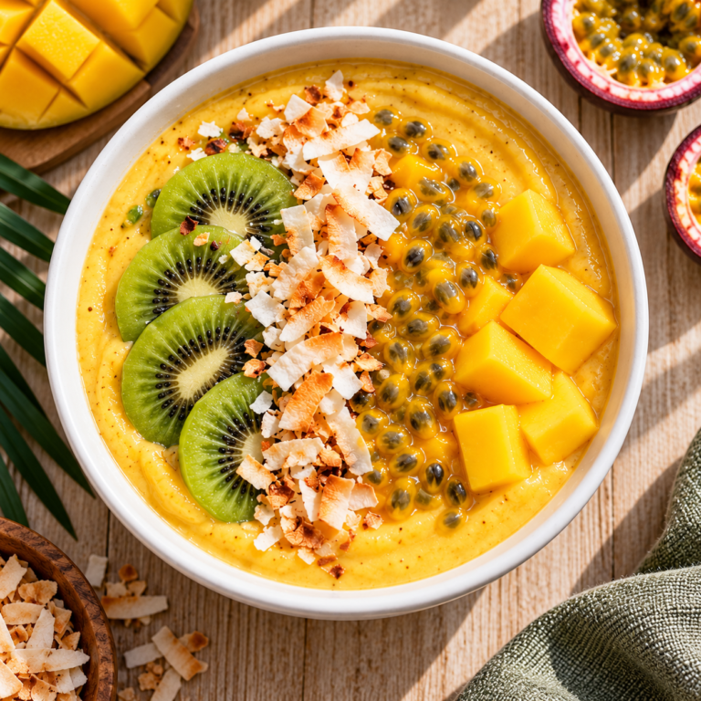 Tropical Smoothie Bowl Recipe (Thick Mango Pineapple Bowl)